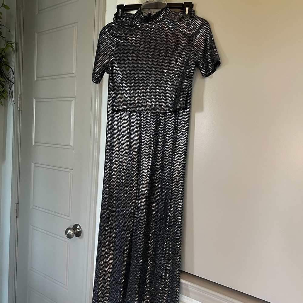 Rehab Lab Silver Sparkle Pants Set